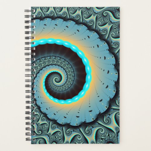 Abstract Blue Turquoise Orange Fractal Art Spiral Planner
