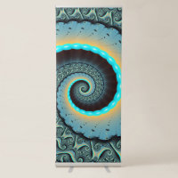 Abstract Blue Turquoise Orange Fractal Art Spiral