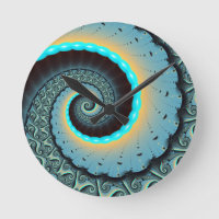 Abstract Blue Turquoise Orange Fractal Art Spiral
