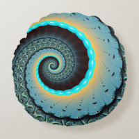 Abstract Blue Turquoise Orange Fractal Art Spiral