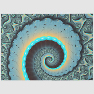 Abstract Blue Turquoise Orange Fractal Art Tissue Paper