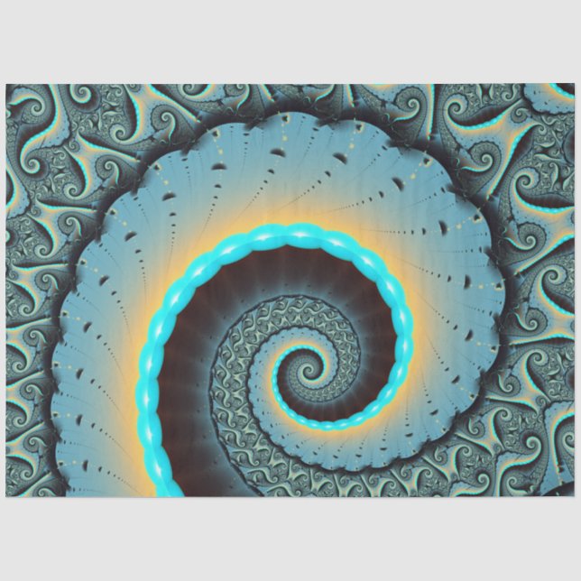 Abstract Blue Turquoise Orange Fractal Art Tissue Paper (Front)
