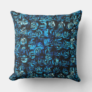 Abstract Blue Turquoise Organic Shapes Outdoor Pillow