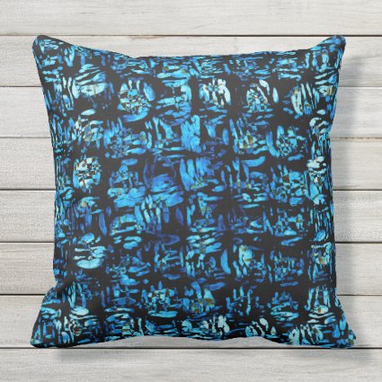 Abstract Blue Turquoise Organic Shapes Outdoor Pillow