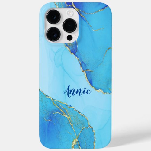ABSTRACT BLUE WATER COLOR PERSONALIZED Case_Mate iPhone 14 PRO MAX CASE