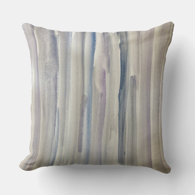 Abstract Blue Water Stripes Beach Throw Pillow (Front)