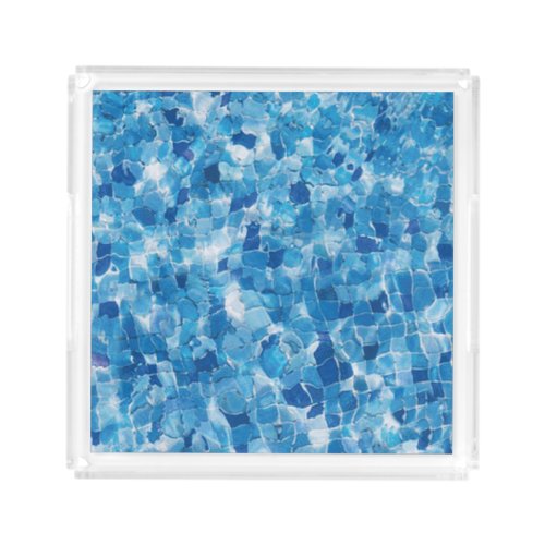 Abstract Blue Water Surface Acrylic Tray