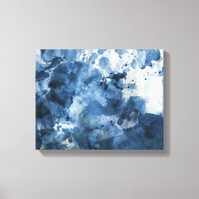Abstract blue watercolor background canvas print (Front)