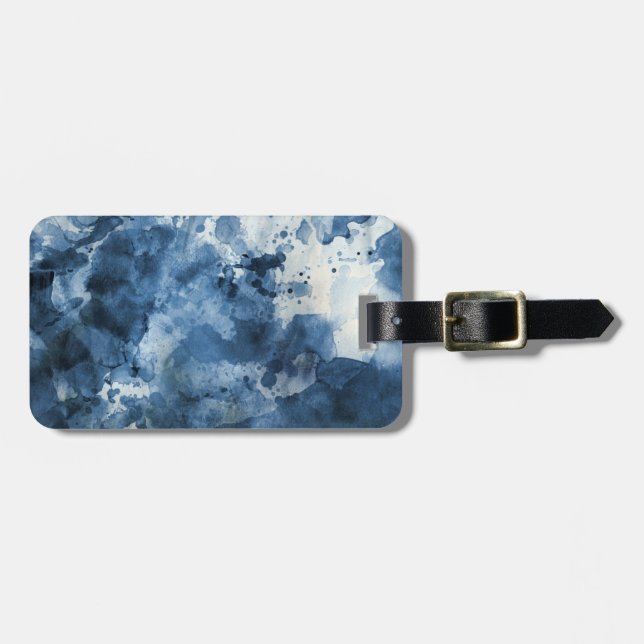 Abstract blue watercolor background luggage tag (Front Horizontal)