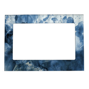 Abstract blue watercolor background magnetic photo frame