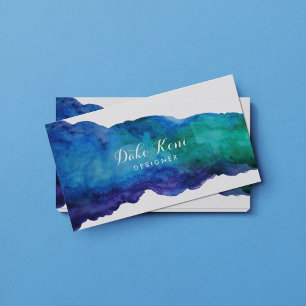 Abstract Blue Watercolor Business Card