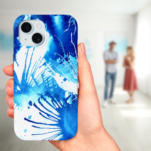 Abstract Blue Watercolor iPhone 15 Case