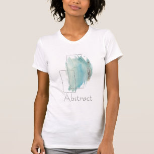 *~* Abstract Blue Watercolor Silver Women White T-Shirt