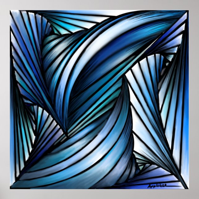 Abstract blue wave canvas print (Front)