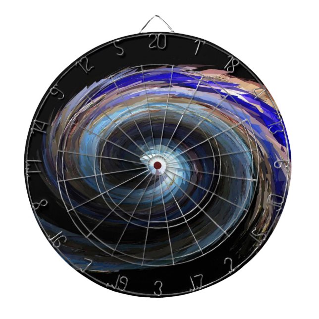 Abstract Blue Wave Design Dartboard (Front)