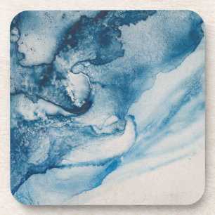 Abstract Blue Waves or Clouds on Cream Beverage Coaster