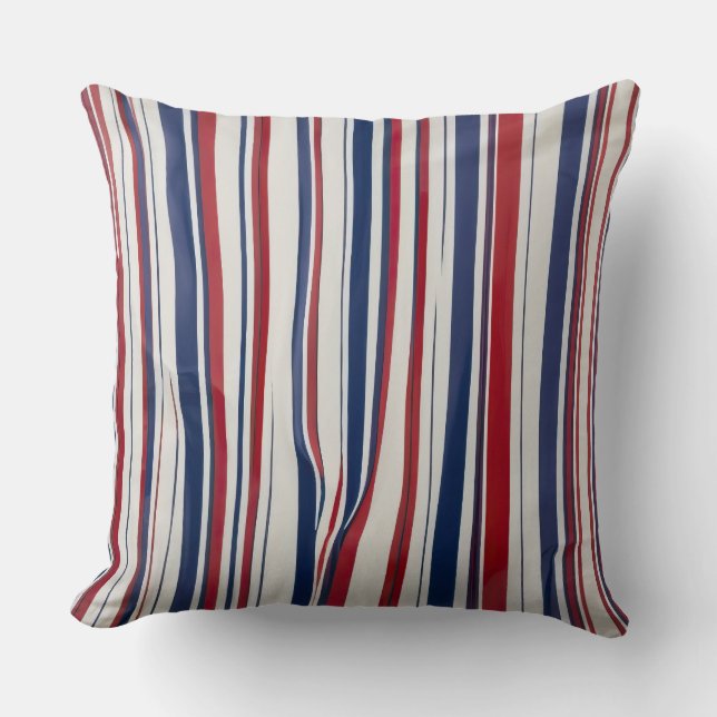 abstract Blue white and red stripes Throw Pillow (Front)