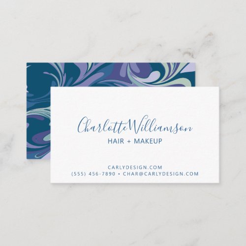 Abstract Blue White Bold Marble Swirl Stylish Business Card