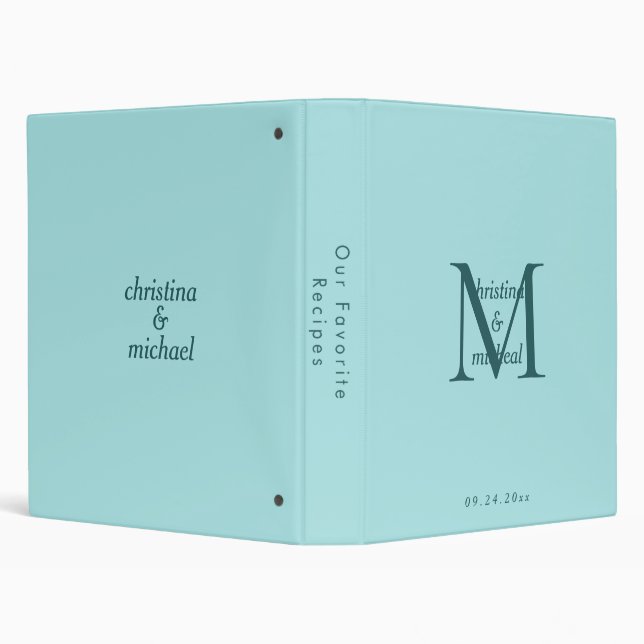 Abstract Blue& White Florals Monogram 3 Ring Binder (Background)