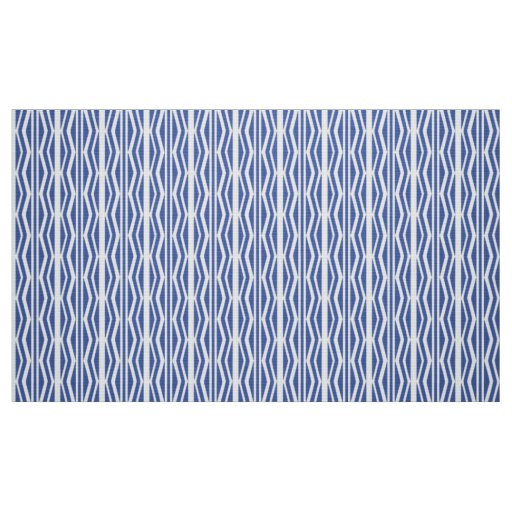 Abstract Blue White Geometric  Pattern Fabric