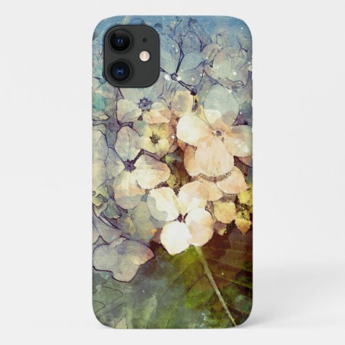 Abstract Blue White Hydrangea Floral Watercolor  iPhone 11 Case