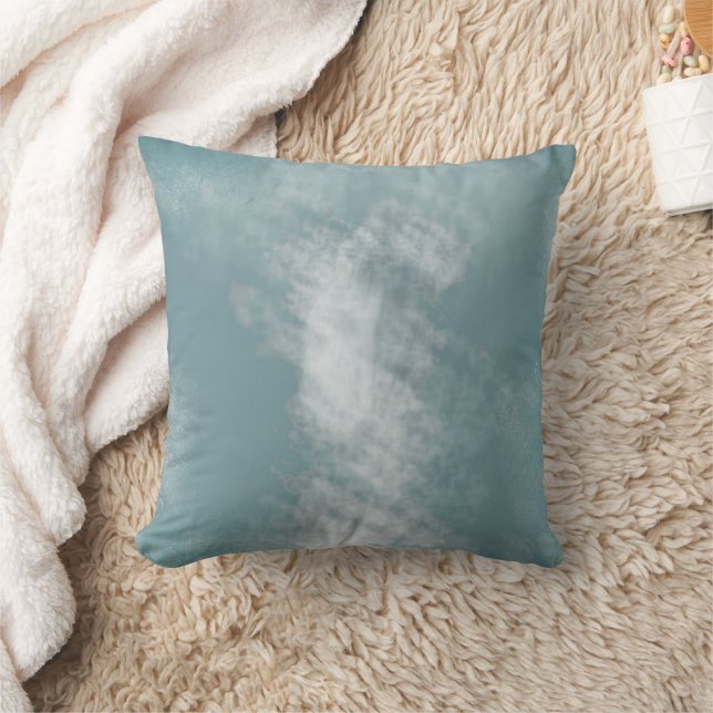 Abstract Blue White Pattern Throw Pillow (Blanket)