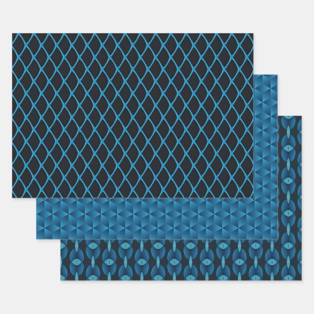 Abstract blue wrapping paper sheets (Set)