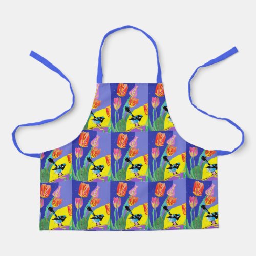 Abstract Blue Wren Australian Bird Birds Apron 