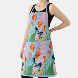 Abstract Blue Wren Australian Bird Birds Apron