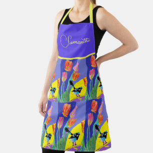 Abstract Blue Wren Australian Bird Birds Apron