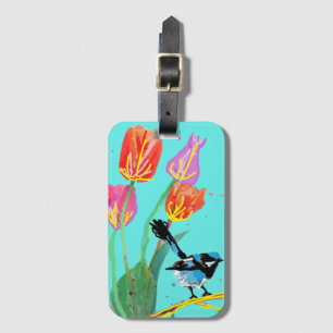 Abstract Blue Wren Australian Bird Birds Apron Luggage Tag