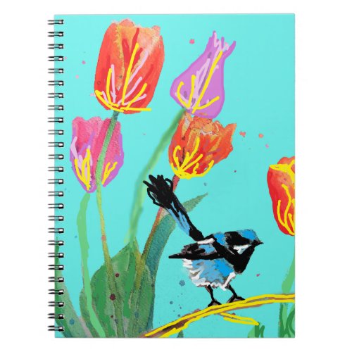 Abstract Blue Wren Australian Bird Birds Notebook