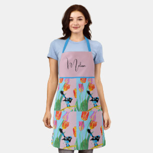 Abstract Blue Wren Australian Bird Birds Womens Apron
