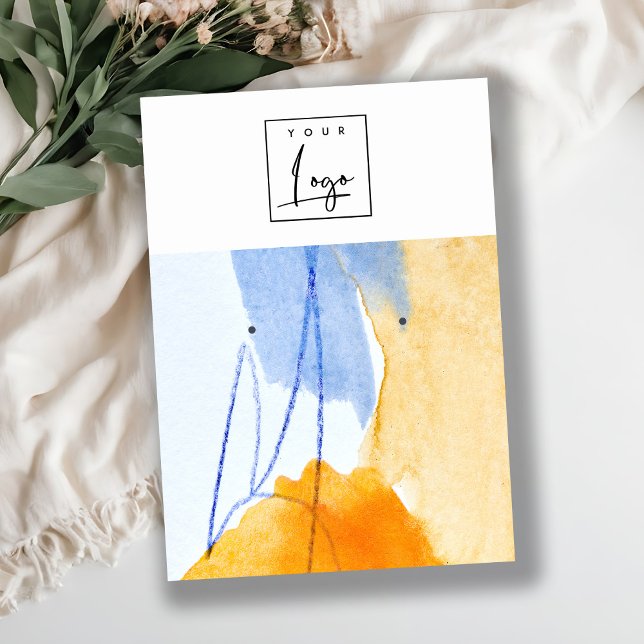 Abstract Blue Yellow Art Logo Earring Holder Business Card (Creator Uploaded)