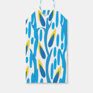 Abstract Blue Yellow Leaves Pattern