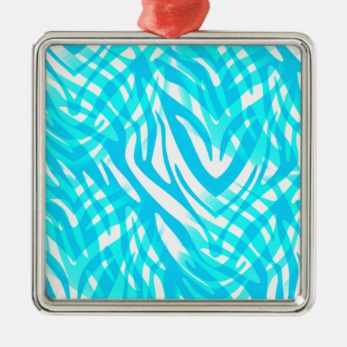 Abstract Blue Zebra Metal Ornament