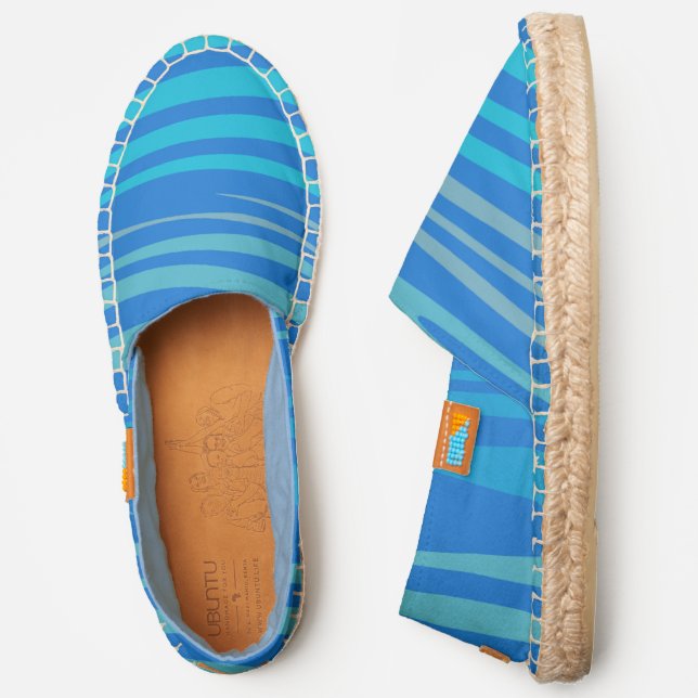 Abstract Blue Zebra Stripes Espadrilles (Side)