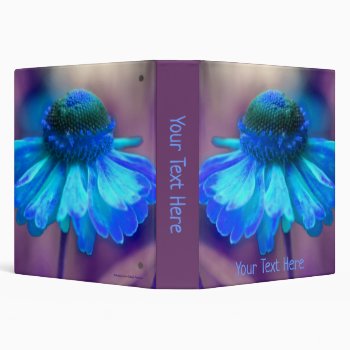 Abstract Blue Zinnia Daisy Flower Personalized 3 Ring Binder by SmilinEyesTreasures at Zazzle