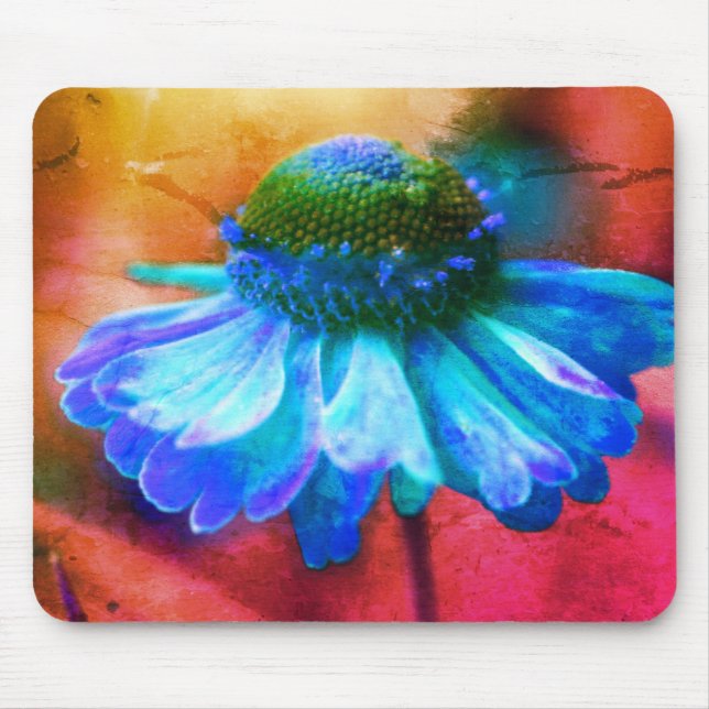 Abstract Blue Zinnia Flower Art Mouse Pad (Front)