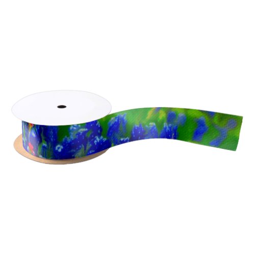 Abstract Bluebonnet Satin Ribbon