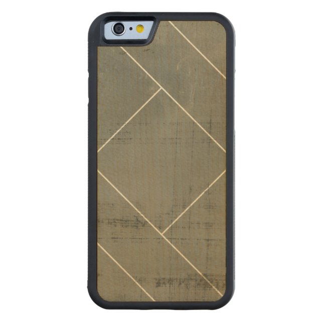 Abstract Blueprint with Geometric Shapes Carved Wood iPhone Case (Back)