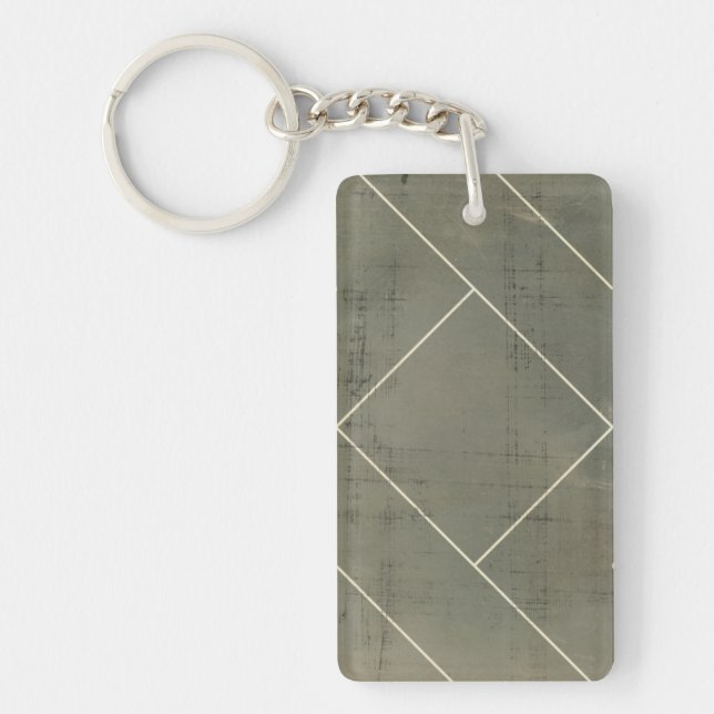 Abstract Blueprint with Geometric Shapes Keychain (Front)