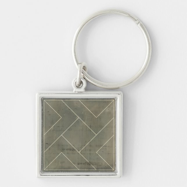 Abstract Blueprint with Geometric Shapes Keychain (Front)