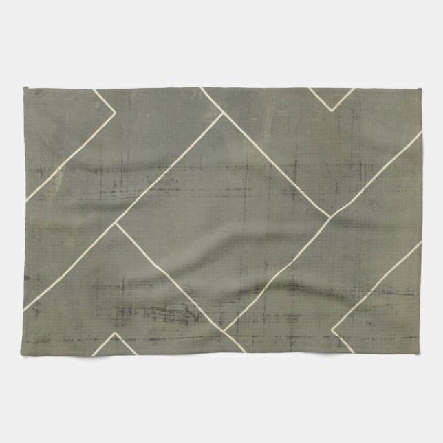 Abstract Blueprint with Geometric Shapes Kitchen Towel (Horizontal)