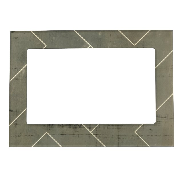 Abstract Blueprint with Geometric Shapes Magnetic Picture Frame (Front)