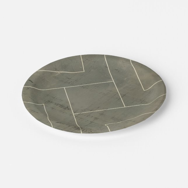Abstract Blueprint with Geometric Shapes Paper Plates (Angled)