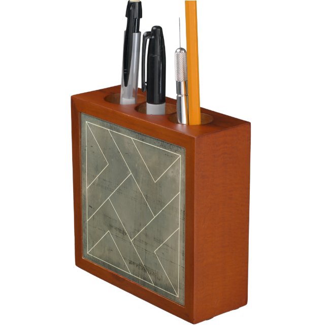 Abstract Blueprint with Geometric Shapes Pencil Holder (In Situ)