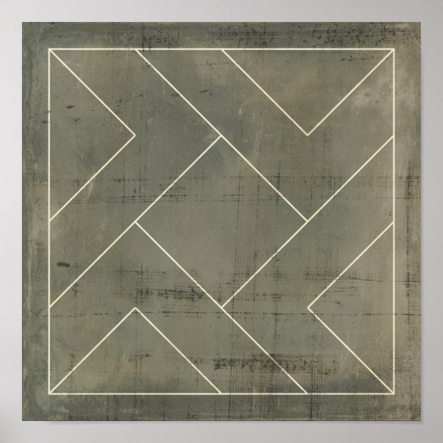 Abstract Blueprint with Geometric Shapes Poster (Front)