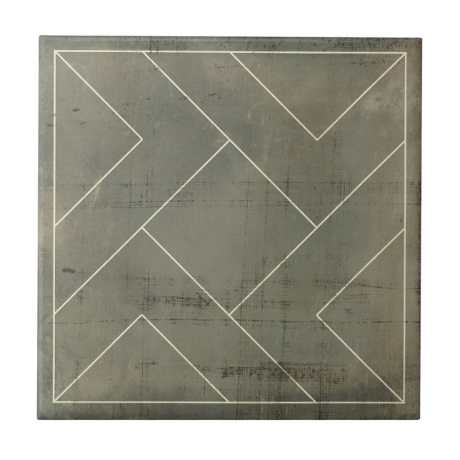 Abstract Blueprint with Geometric Shapes Tile (Front)