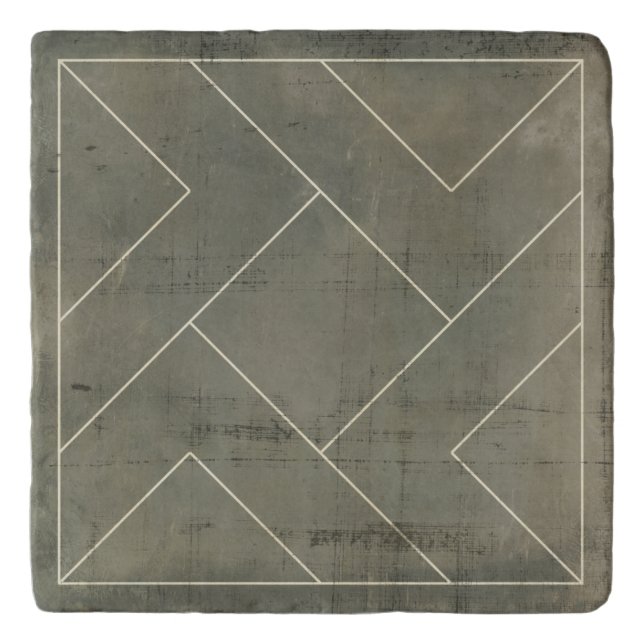 Abstract Blueprint with Geometric Shapes Trivet (Front)